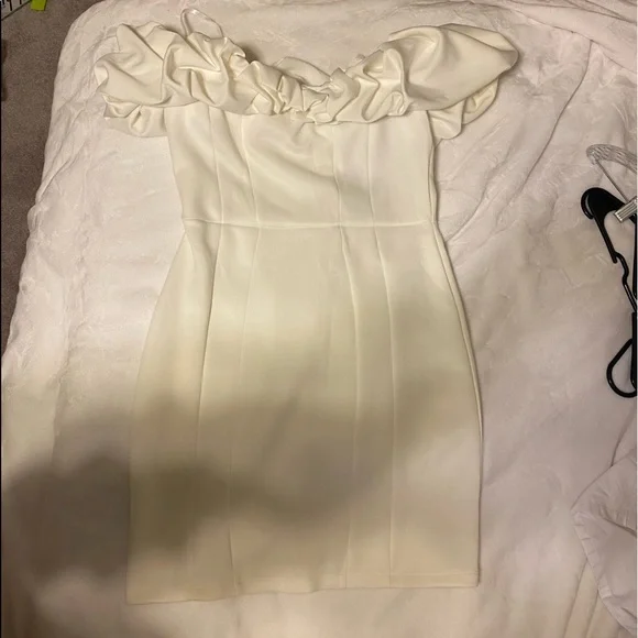 white corset dress off shoulder Portia Off Shoulder Satin Corset Dress - White